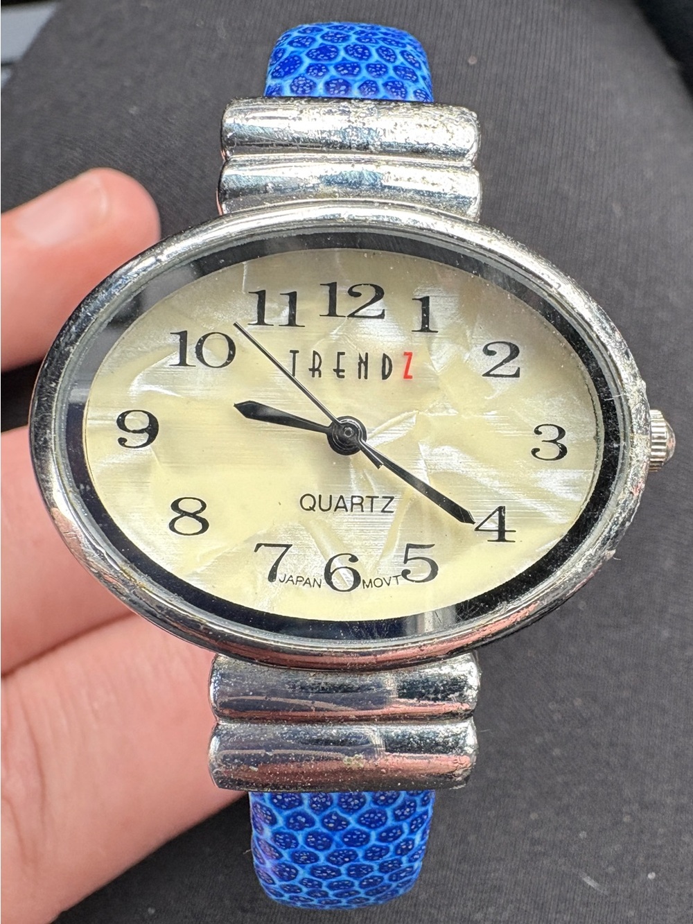 Vintage Trendz Blue Cuff Watch - Mother of pearl face